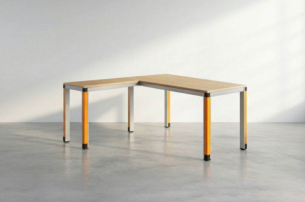 祖禾辦公家具推薦，L型主管桌，大尺寸桌面設計提供充足辦公空間，內置隱藏式集線盒與側櫃收納空間，材質皆可客製化。