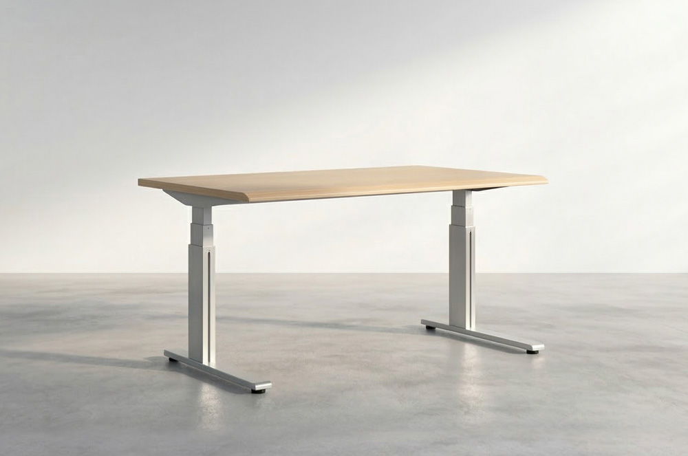 祖禾辦公家具推薦，人體工學電動升降桌，配備靜音馬達與高度控制面板，穩定的鋁合金桌腳結構，適合坐站交替，健康辦公方式，桌腳顏色與桌面材質皆可客製化。