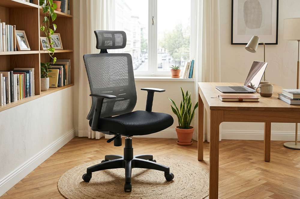 祖禾辦公家具推薦，可調式人體工學椅，提供坐深、扶手、椅背角度調整，適合長時間辦公，具備腰部支撐與頭枕，有效保護脊椎，改善坐姿，預防腰酸背痛。