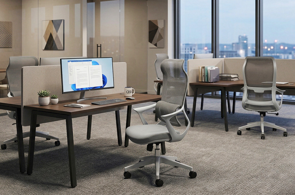 祖禾辦公家具推薦，現代簡約風格網布辦公椅，高被設計，適合長時間電腦工作，提供舒適坐感。