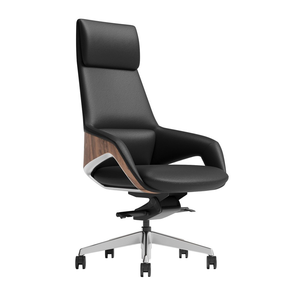 祖禾辦公家具推薦，豪華真皮高級主管椅，高背設計與寬大坐墊，享受頂級辦公體驗，搭配木質邊飾，彰顯尊貴氣質。