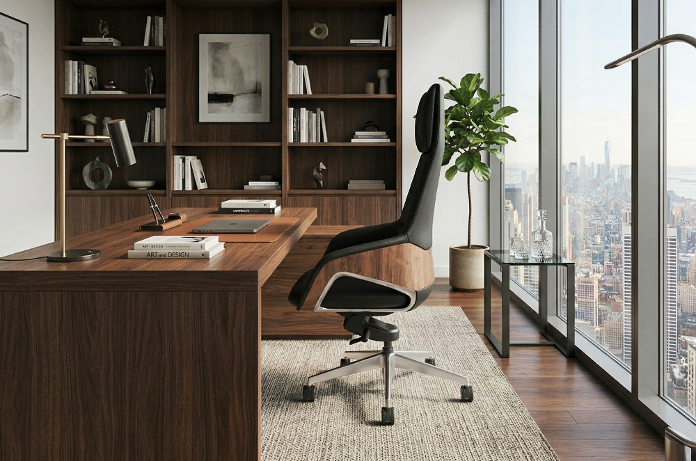 祖禾辦公家具推薦，豪華真皮高級主管椅，高背設計與寬大坐墊，享受頂級辦公體驗，搭配木質邊飾，彰顯尊貴氣質。