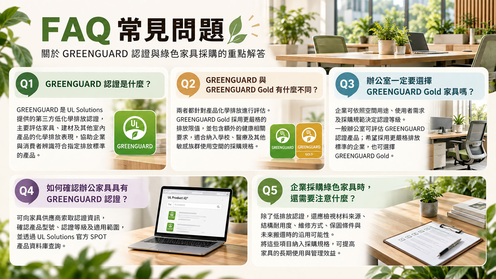 綠色家具怎麼選?認識 GREENGUARD 認證,兼顧健康、永續與空間設計FAQ