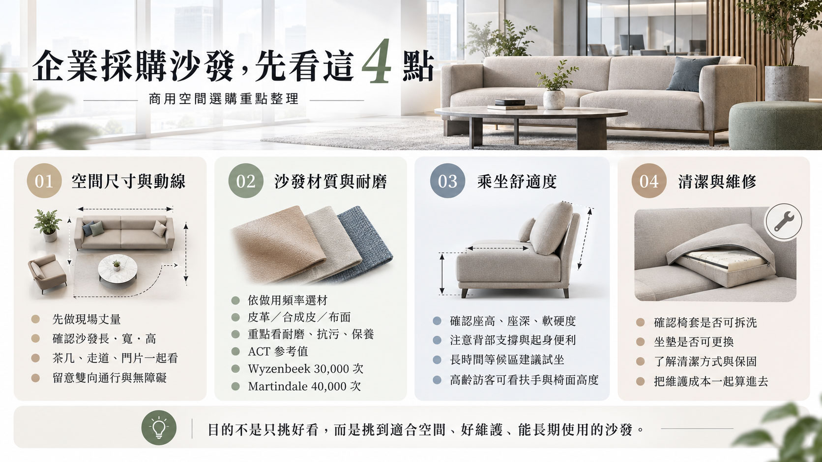 三、企業採購沙發,需要注意哪些條件?