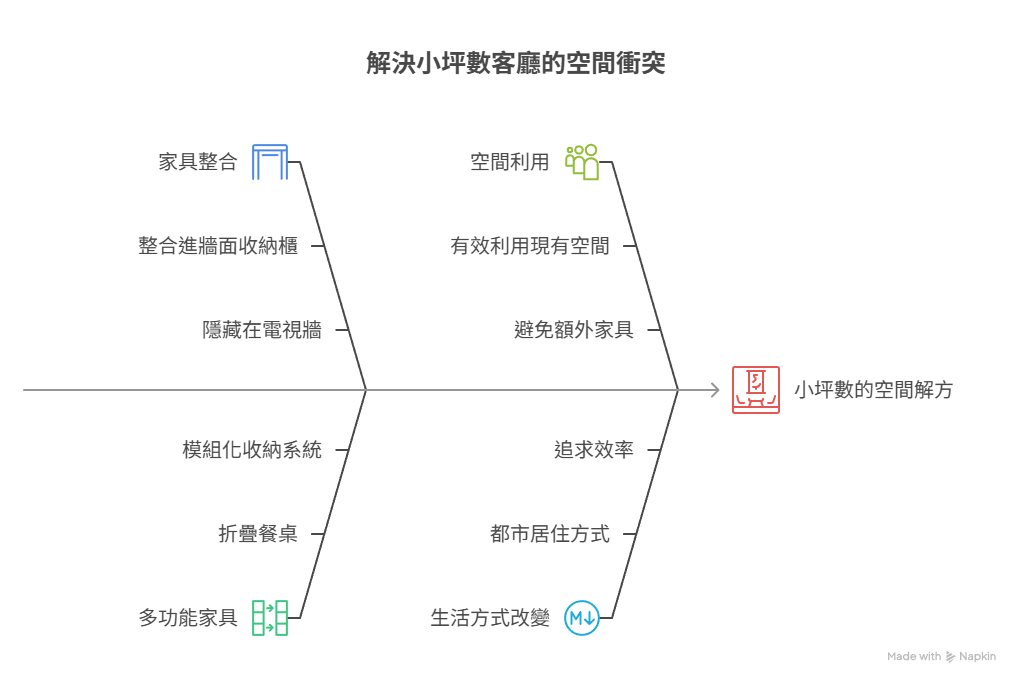 解決小坪數客廳當餐廳的問題