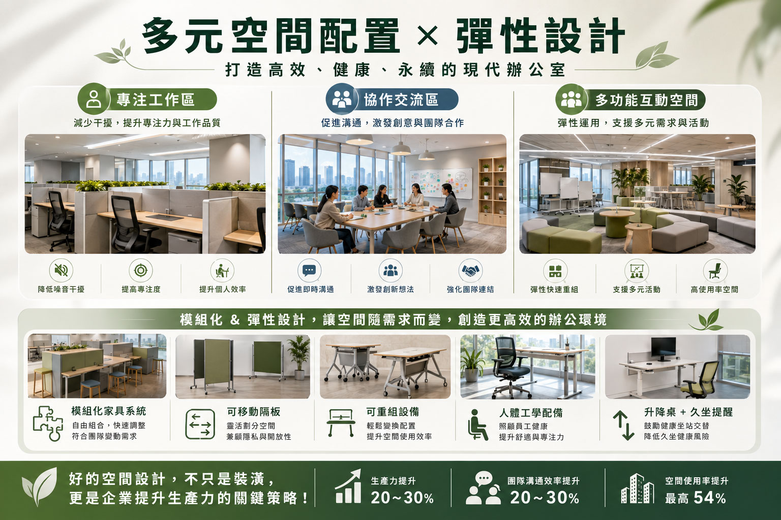 多元空間提升生產力20~30%