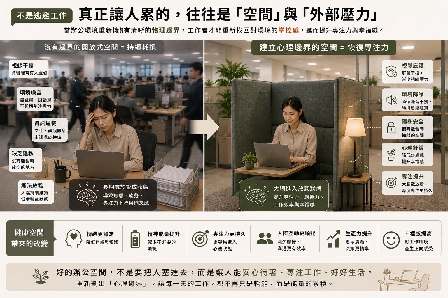 健康的辦公空間必須兼具協作與隱私