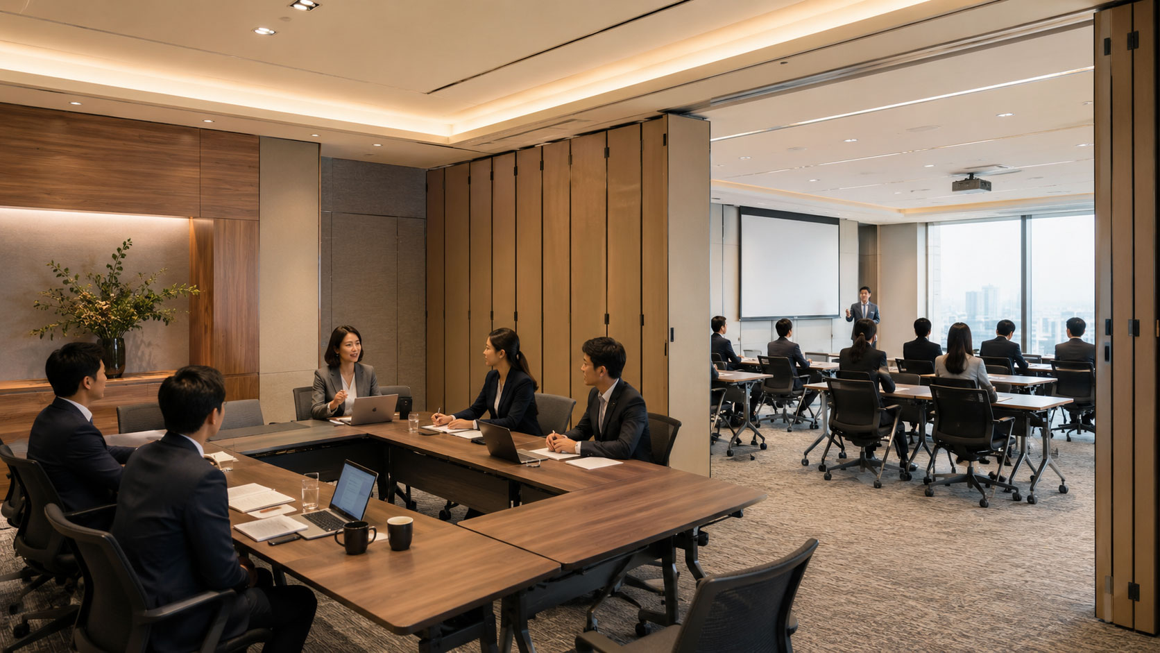 企業會議室空間規劃:活動隔間 × 造型折合桌,打造可分可合的多元空間