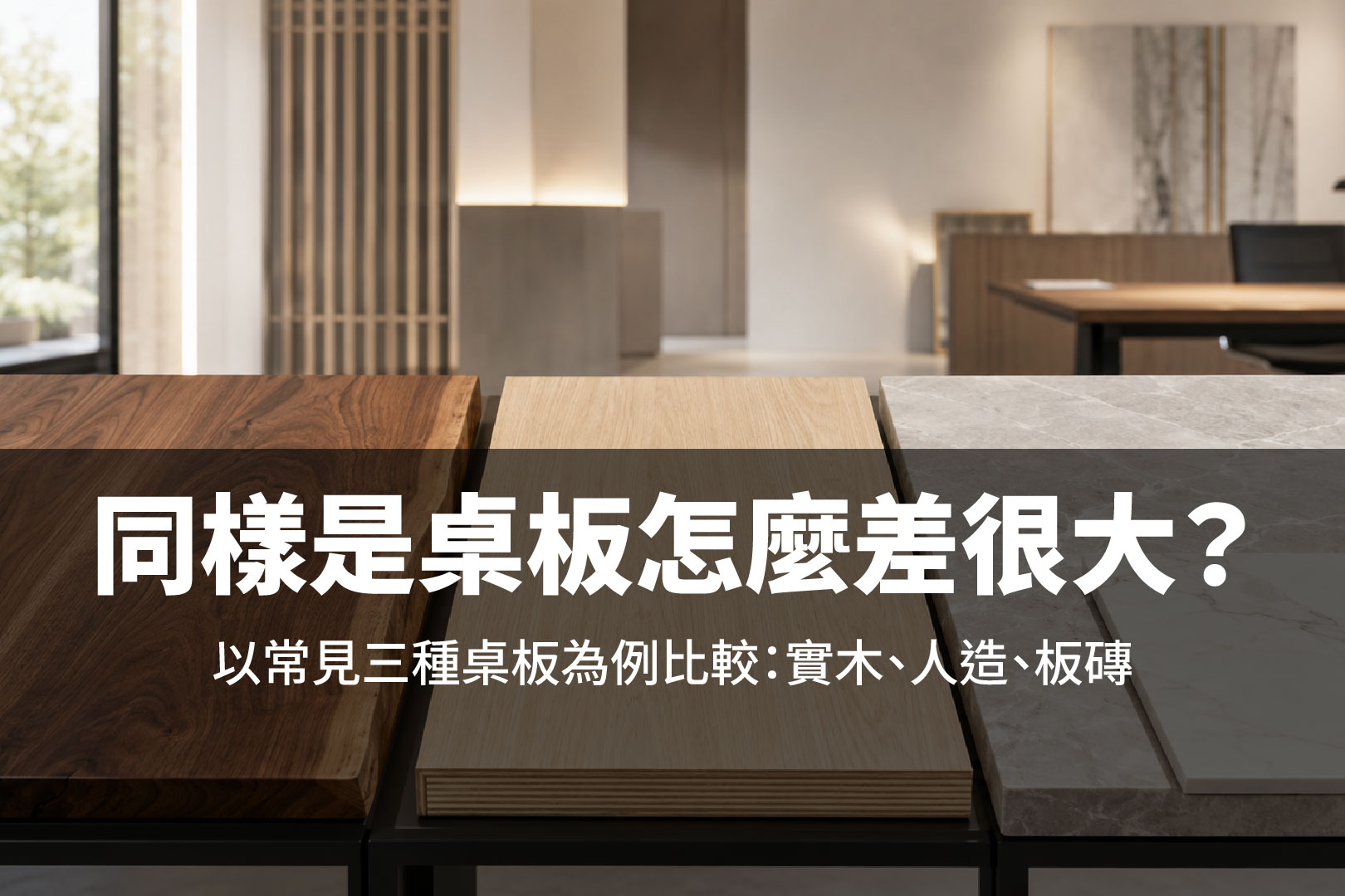 實木、人造板、石材與大板磚怎麼選?從外觀、耐用、保養到企業使用情境一次比較